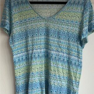 J. Jill Multicolor Short Sleeve Linen V-neck Top